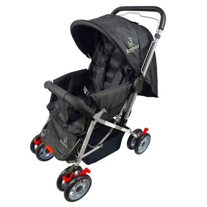 Imagem de Carrinho Bebê Passeio Menina Menino Reclinável Vira Berço Alça Reversível com Mosquiteiro Bamboo + Bolsa