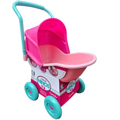 Imagem de Carrinho De Boneca Reborn Rosa Infantil Grande Coleção Ninos Para Passeio Cotiplás 2215