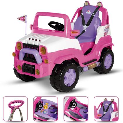 Imagem de Carrinho de Passeio Diipi Rosa Passeio e Pedal com Haste Direcionavel  