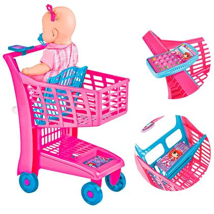 Imagem de Carrinho De Supermercado Infantil Market Pink 870 Carrinho De Compras - Magic Toys