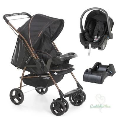 Imagem de Carrinho milano reversivel preto/cobre + bebe conforto cocoon + base- galzerano