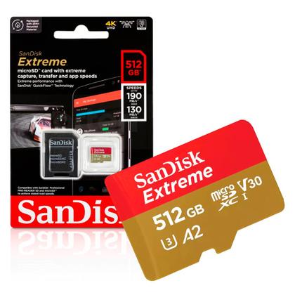 Imagem de Cartão de Memoria 512Gb Micro Sd Cl10 190mb/s Leit Extreme SDSQXAV-512G-GN6MA Sandisk