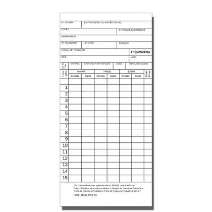 Imagem de Cartão de Ponto Relógio Mensal TA 51 folhas