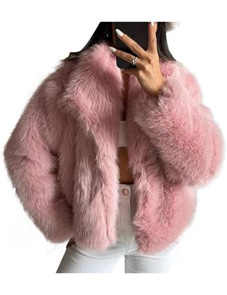 Imagem de Casaco de pele sintética Shiyifa Fluffy Jacket para mulheres rosa tamanho S