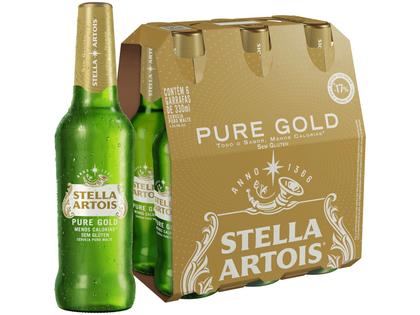 Imagem de Cerveja Stella Artois Pure Gold sem Glúten Puro Malte 6 Unidades Garrafa Longneck 330ml