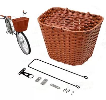 Imagem de Cesta Cestinha Bicicleta Reforçada Retrô Vintage Marrom