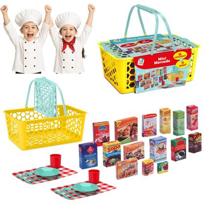 Imagem de Cesta Mercado Infantil Brinquedo Educativo Comidinhas 
