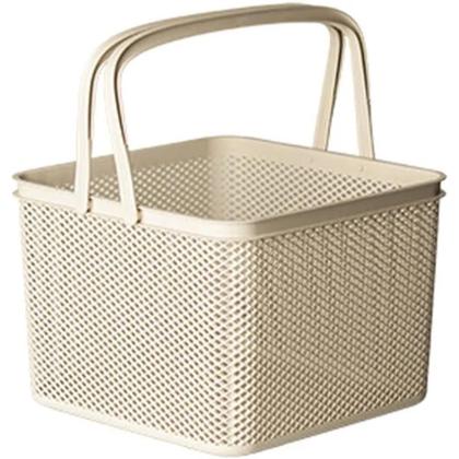 Imagem de Cesto Quadrado Línea Com Alça Em Plástico Creme 27x27x20cm - Paramount