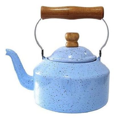 Imagem de Chaleira 2 Lts Esmaltada Cabo Madeira Fogão Indução