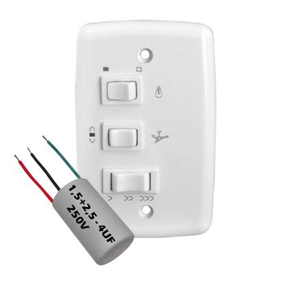 Imagem de Chave Capacitiva 3 Velocidades 1 Tecla Lâmpada Capacitor 1,5+2,5UF 220v