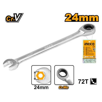 Imagem de Chave Combinada Catraca 24 mm Cr-V Cromada INGCO