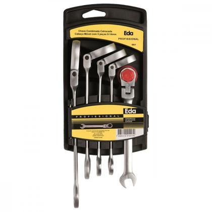 Imagem de Chave Combinada Jogo Eda Catracada Articulada Cromo Vanadio Com 5 Pecas - 9Ny
