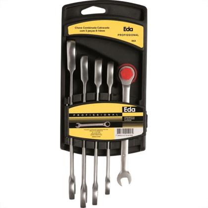 Imagem de Chave Combinada Jogo Eda Catracada Fixa Cromo Vanadio Com 5 Pecas - 9Nx