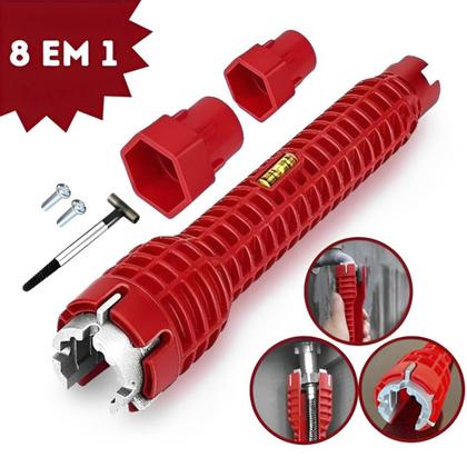 Imagem de Chave de Grifo Inglesa Universal Hidráulica Ferramenta Multifuncional 8 em 1 Pia Torneira Cano