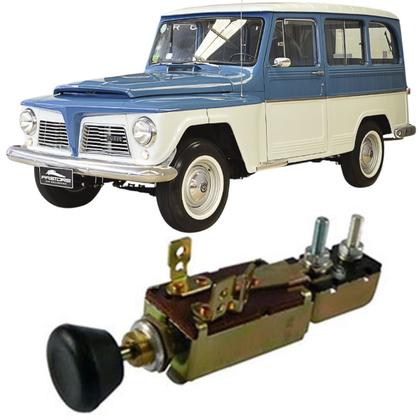 Imagem de Chave Luz Willys 1965 Ate 1975 3 Parafusos Botao Preto Posicoes Neutro Painel Lanternas Lanternas Traseira Farois B11329