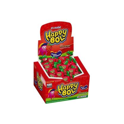 Imagem de Chiclete Florestal Happy Bola Morango 140g