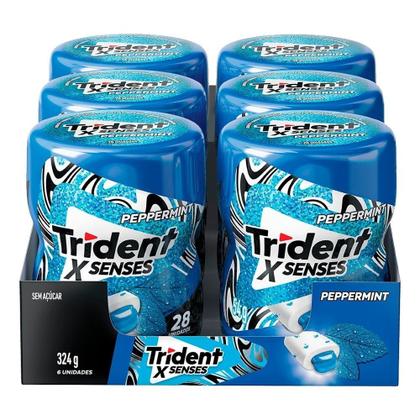 Chiclete Trident XSenses Peppermint sem Açúcar Garrafa 54g - Caixa