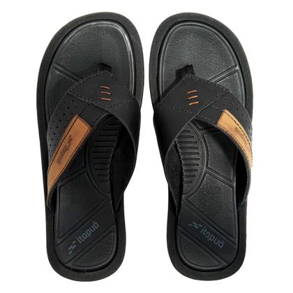 Imagem de Chinelo De Dedo Masculino Itapuã Couro Com Tiras Largas Conforto Verão Casual Dia a Dia Prático Macio