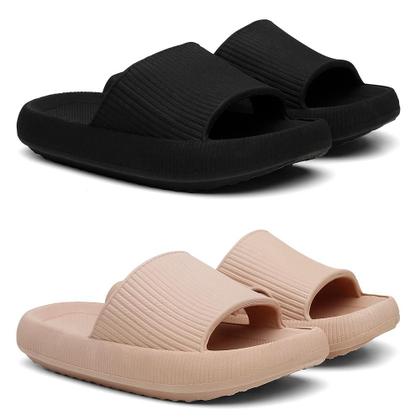 Imagem de Chinelo Feminino Masculino Nuvem Slide Confortável Kit 2