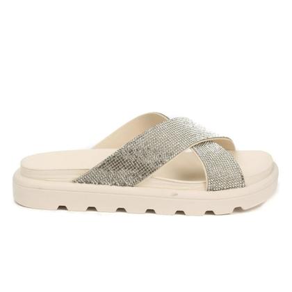 Imagem de Chinelo Feminino Vizzano Tiras Cruzadas Strass Branco - 6459