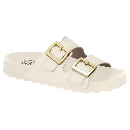 Imagem de Chinelo Slide Feminino Napa Branco Off Ouro Claro Moleca 5436.401