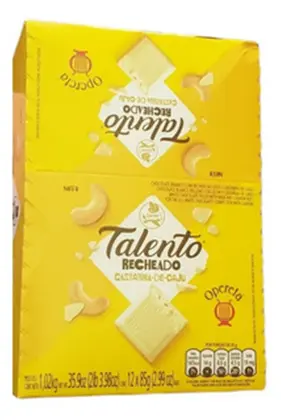 Imagem de Chocolate Tablete Talento branco Opereta Castanha de Caju 85gr C/12 - Garoto