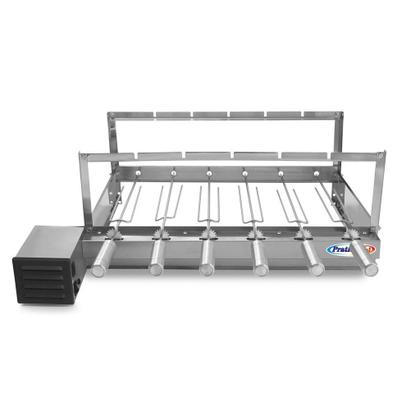 Imagem de Churrasqueira Gira Grill Giratória 6 Espetos Inox Com Espeto Grelha e Espeto Espada