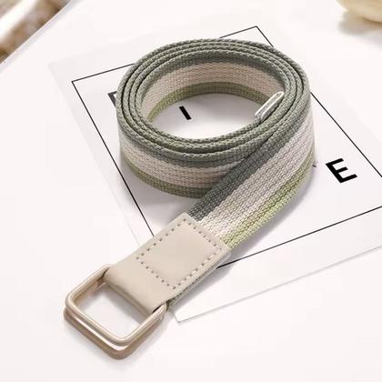 Imagem de Cinto de Lona Tricotado Fivela Anel Duplo Sem Perfuração Estilo Coreano Casual Moderno Tendência Resistente Duravel