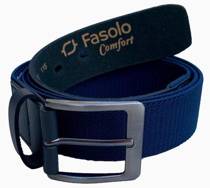 Imagem de Cinto Masculino Elástico De Couro Fivela Fasolo Marinho 115
