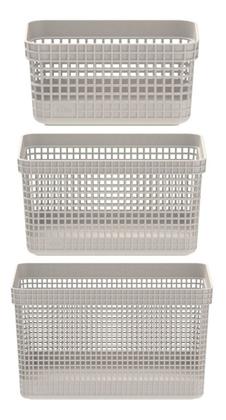 Imagem de Cj 3 Caixas Organizadoras Cestos Grid Closet Quarto Bebê