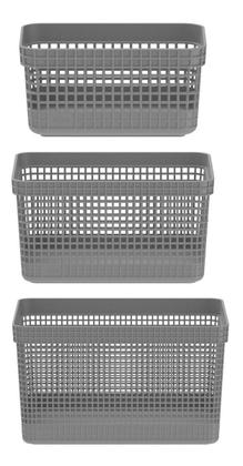 Imagem de Cj 3 Caixas Organizadoras Cestos Grid Closet Quarto Bebê