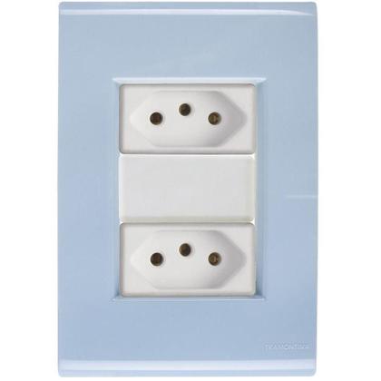 Imagem de Cj Duas Tomadas Dupla 10a Liz Azul Jeans Tramontina Completo Pronto Tramontina