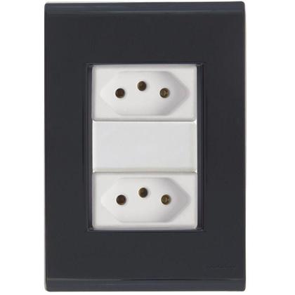 Imagem de Cj Duas Tomadas Dupla 20a Liz Grafite Tramontina Completo Pronto Tramontina