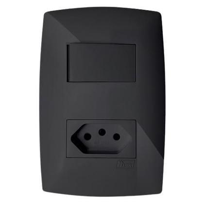 Imagem de Cj Interruptor Paralelo + Tomada 10A 4X2 - Blux Home Grafite