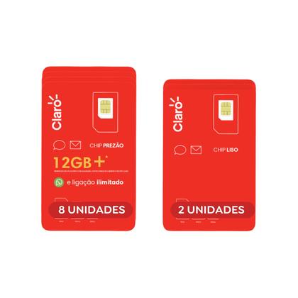 Imagem de CLARO Chip Kit 10 unidades 2 sem recarga e 8 com recarga