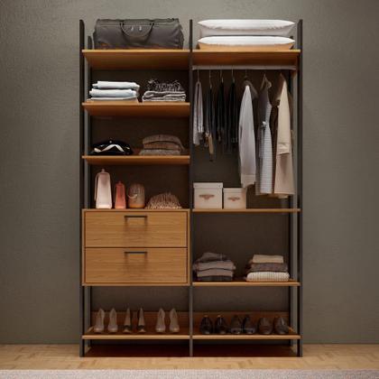 Imagem de Closet 2 Gavetas 8 Prateleiras 100% Mdf Tw403 Freijó/Preto Fosco - Dalla Costa