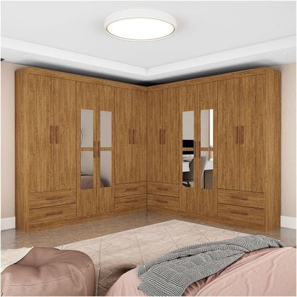 Imagem de Closet Casal Duplo Lu 12 Portas Com Espelho 8 Gavetas Cinamomo