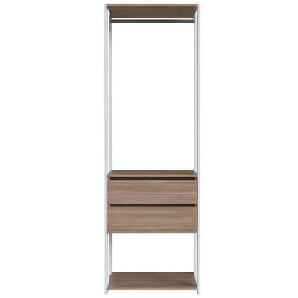 Imagem de Closet Modulado 60x45x183cm 3 Prateleiras 2 Gavetas 1 Cabideiro ProDecor em MDP Montana e Branco