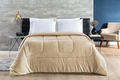 Imagem de Coberdrom em Malha e Manta Soft Queen Dupla Face Cáqui