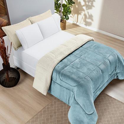 Imagem de Coberdrom everest KING 1 peça - lã de carneiro + manta flannel