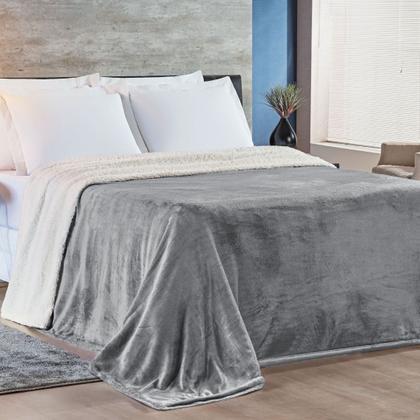 Imagem de Cobertor Alaska King Manta Flannel e Sherpa - Cinza