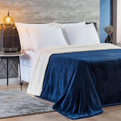 Imagem de Cobertor Casal King Alaska Sherpa Manta Microfibra Marinho