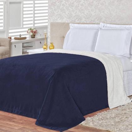 Imagem de Cobertor Pele De Carneiro Sherpa Alaska King 01 Peça - Marinho