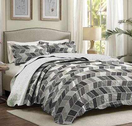 Imagem de Cobre Leito Colcha Casal Patchwork Bouti Dupla Face Ultrasonic 03 Peças Nobles