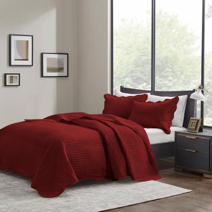 Imagem de Cobre Leito Colcha Queen 3 Peças Dupla Face Micro Percal 150 Fios Matelado Mosaico