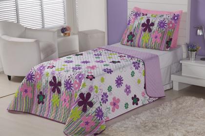 Imagem de Cobre Leito Solteiro Infantil Garden 02 Peças Lilás