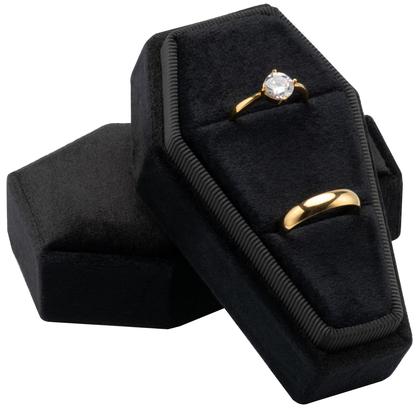 Imagem de Coffin Ring Box Giftop Velvet Gothic Wedding Ceremony Black