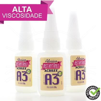 Imagem de Cola Instantânea Acrilex A3 Alta Viscosidade - 20g