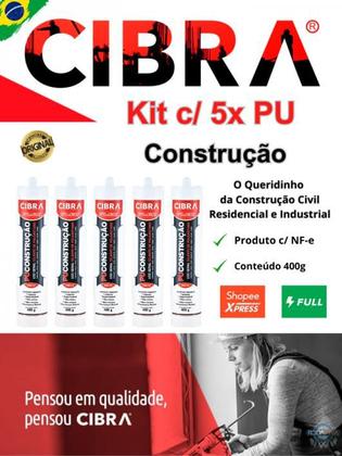 Imagem de Cola PU Construção Selante de Poliuretano Cibra Flex 400g Preto - cx c/ 5 Unid. CIBRA SELANTES