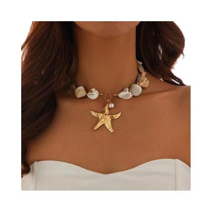 Imagem de Colar Boêmio Feminino com Pingente de Estrela do Mar e Concha - Estilo Y2K